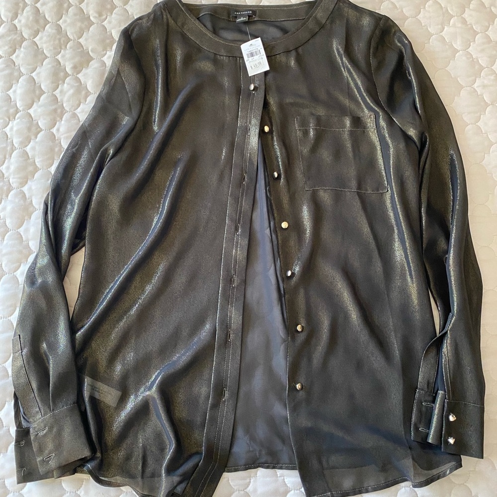 Semi sheer gold and black blouse